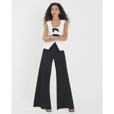 Black Sleeveless Bow Hybrid Jumpsuit