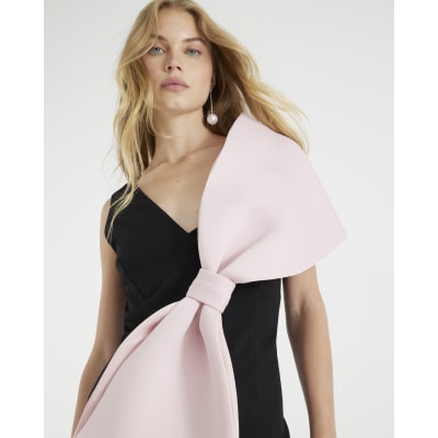 Black Sleeveless Bow Mini Dress