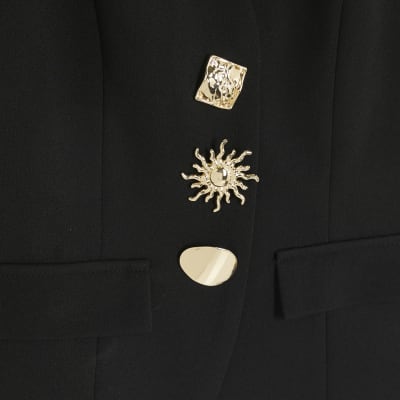 Black Sleeveless Button Detail Waistcoat