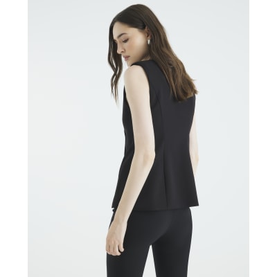 Black Sleeveless Button Waistcoat