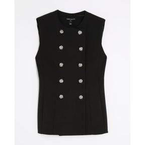 Black Sleeveless Button Waistcoat