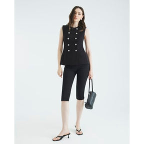 Black Sleeveless Button Waistcoat