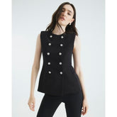 Black Sleeveless Button Waistcoat
