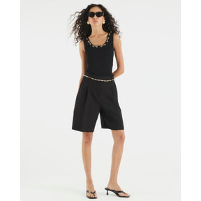 Black Sleeveless Chain Detail Vest Top