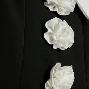 Black Sleeveless Corsage Collared Mini Dress