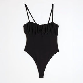 Black Sleeveless Corset Bodysuit