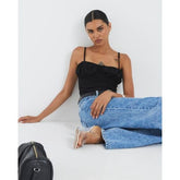 Black Sleeveless Corset Bodysuit