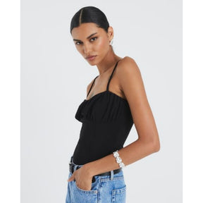 Black Sleeveless Corset Bodysuit