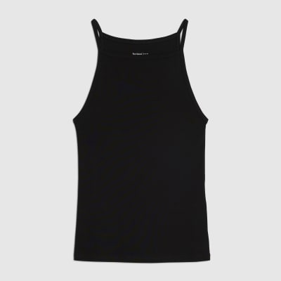 Black Sleeveless Cotton Tank Top