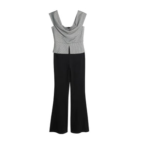 Black Sleeveless Cowl Neck Hybrid Jumpsuit
