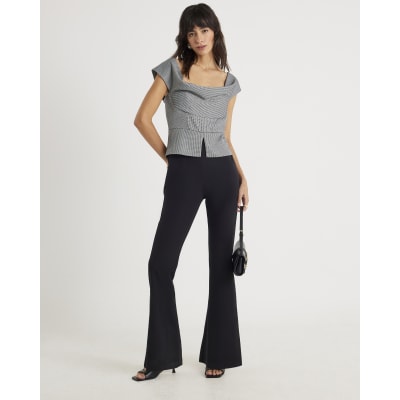 Black Sleeveless Cowl Neck Hybrid Jumpsuit