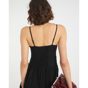 Black Sleeveless Embroidered Mini Beach Dress