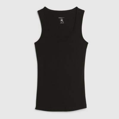 Black Sleeveless Scoop Neck Vest Top