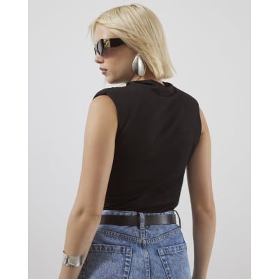 Black Sleeveless Studded Bodysuit