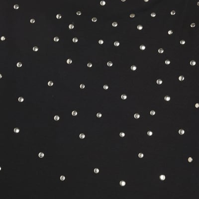 Black Sleeveless Studded Bodysuit