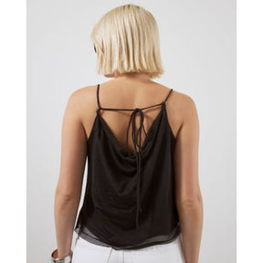 Black Sleeveless Studded Cowl Neck Cami Top