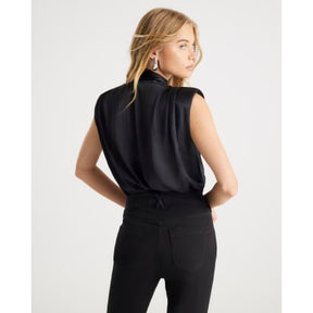Black Sleeveless Tie Neck Bodysuit