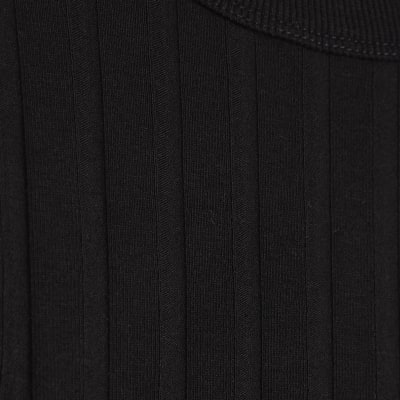 Black Sleeveless Wide Ribbed Tank Top