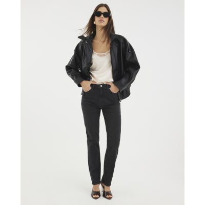 Black Slim Fit High Waisted Ankle Jeans