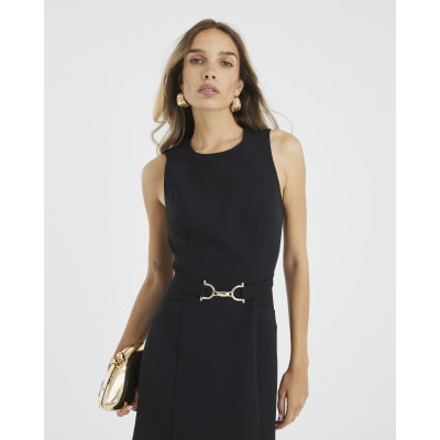 Black Snaffle Front Mini Shift Dress
