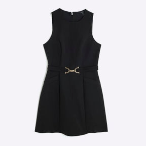 Black Snaffle Front Mini Shift Dress