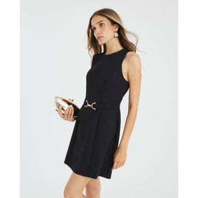 Black Snaffle Front Mini Shift Dress