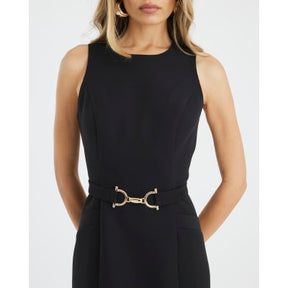 Black Snaffle Front Mini Shift Dress