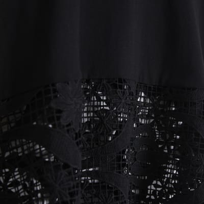 Black Spliced Lace T-Shirt