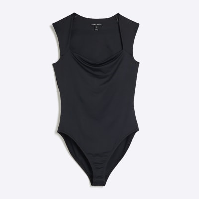 Black Square Neck Bodysuit