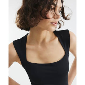 Black Square Neck Bodysuit