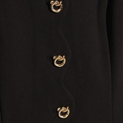 Black Stretch Scallop Waistcoat