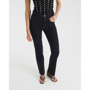 Black Stretch Straight Leg Jeans