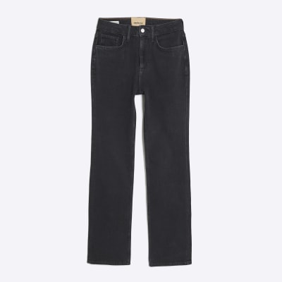 Black Stretch Straight Leg Jeans