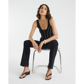 Black Stretch Straight Leg Jeans