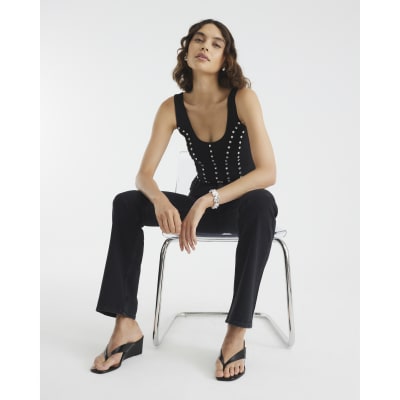 Black Stretch Straight Leg Jeans