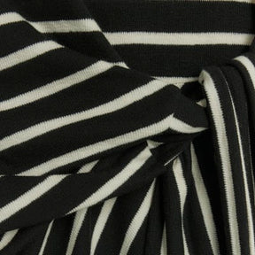 Black Stripe Knot Side Midi Dress