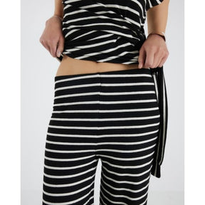 Black Stripe Wide Leg Trousers