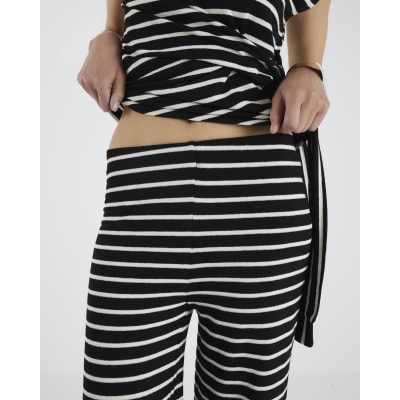 Black Stripe Wide Leg Trousers