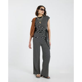Black Stripe Wide Leg Trousers