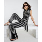 Black Stripe Wide Leg Trousers