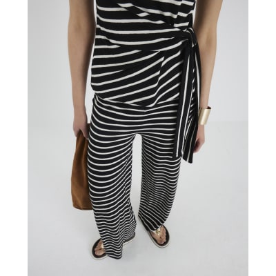 Black Stripe Wide Leg Trousers