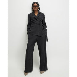 Black Stripe Wide Leg Trousers