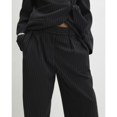 Black Stripe Wide Leg Trousers