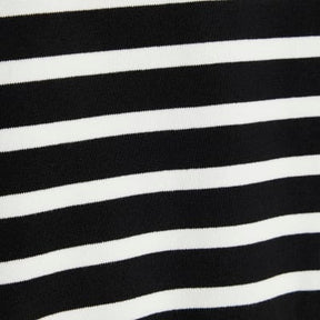 Black Striped Button Detail Knitted T-shirt