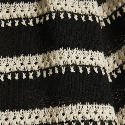 Black Striped Crochet Shorts