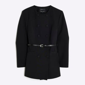 Black Structured Belted Blazer