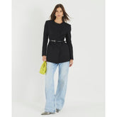 Black Structured Belted Blazer