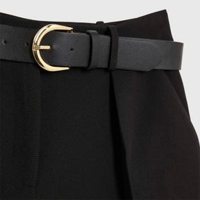 Black Structured Belted Shorts