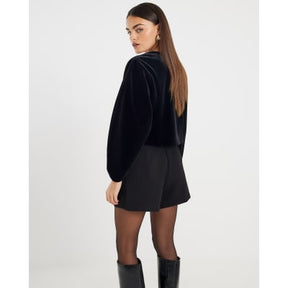 Black Structured Belted Shorts