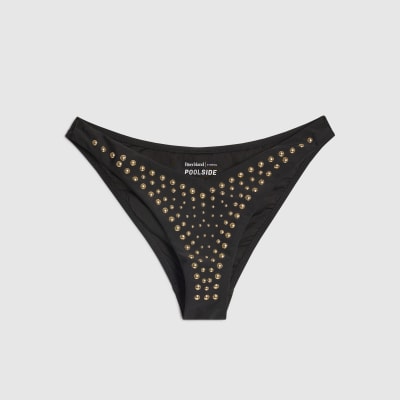 Black Studded Low Waisted Bikini Bottoms